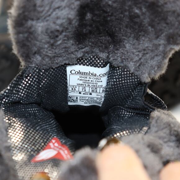 Columbia Ice Maiden Quilted Winter Boots Black Suede Faux Fur Women’s 9.5 - Picture 6 of 6